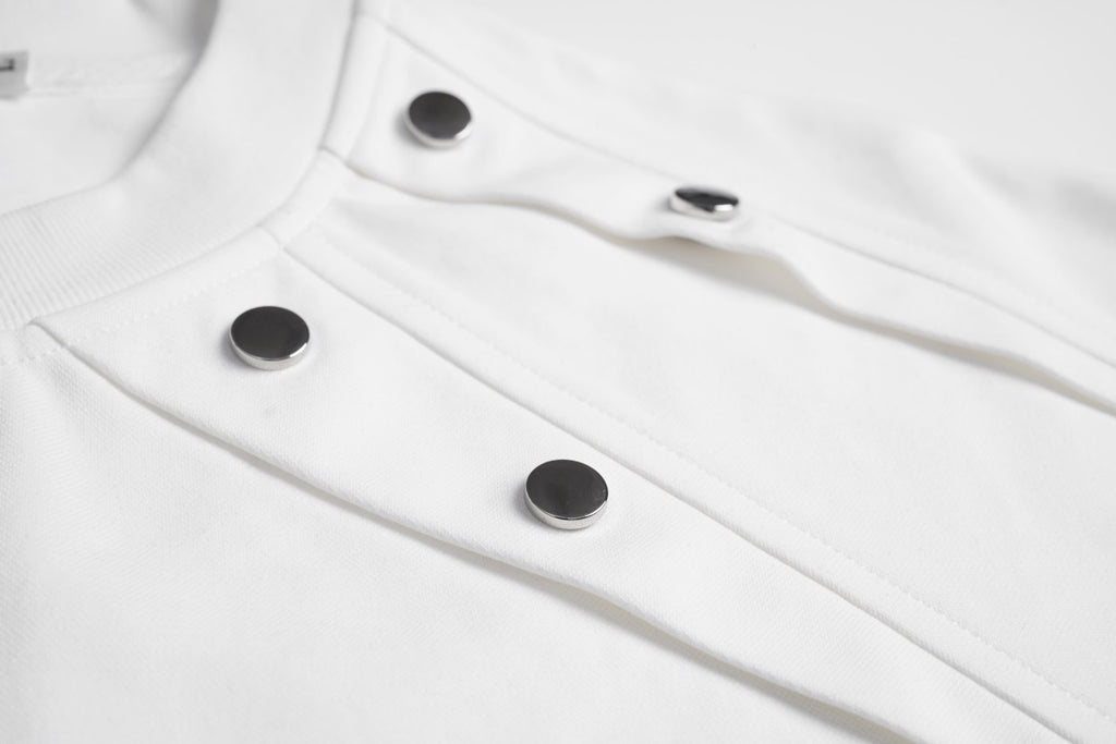Unisex Buttoned T-Shirt with Reflective Lettering