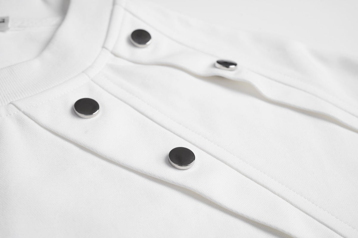 Unisex Buttoned T-Shirt with Reflective Lettering