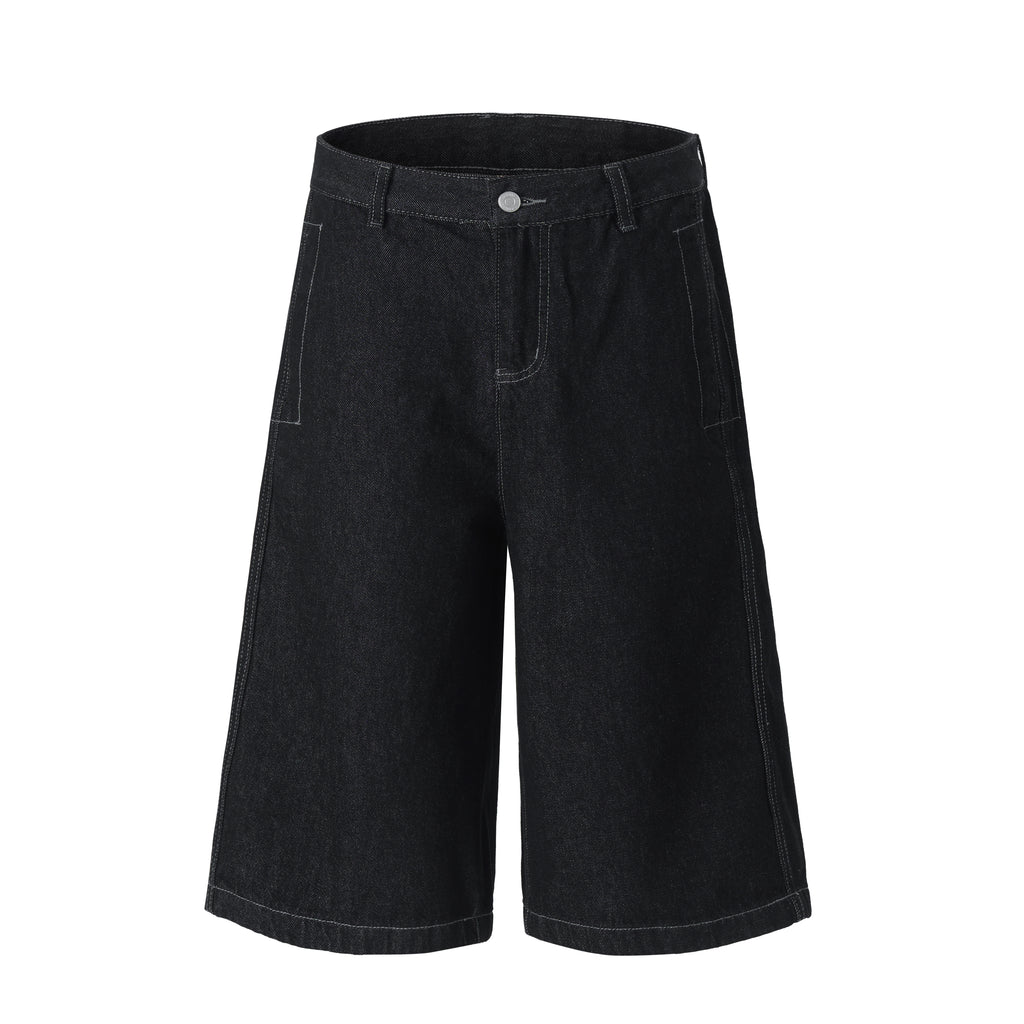 DONOTLOGO Oversized Raw Black Denim Shorts - Unisex Baggy Jorts with Minimalist Design - Edgy Streetwear Bottom with Wide Leg Silhouette & Clean Lines