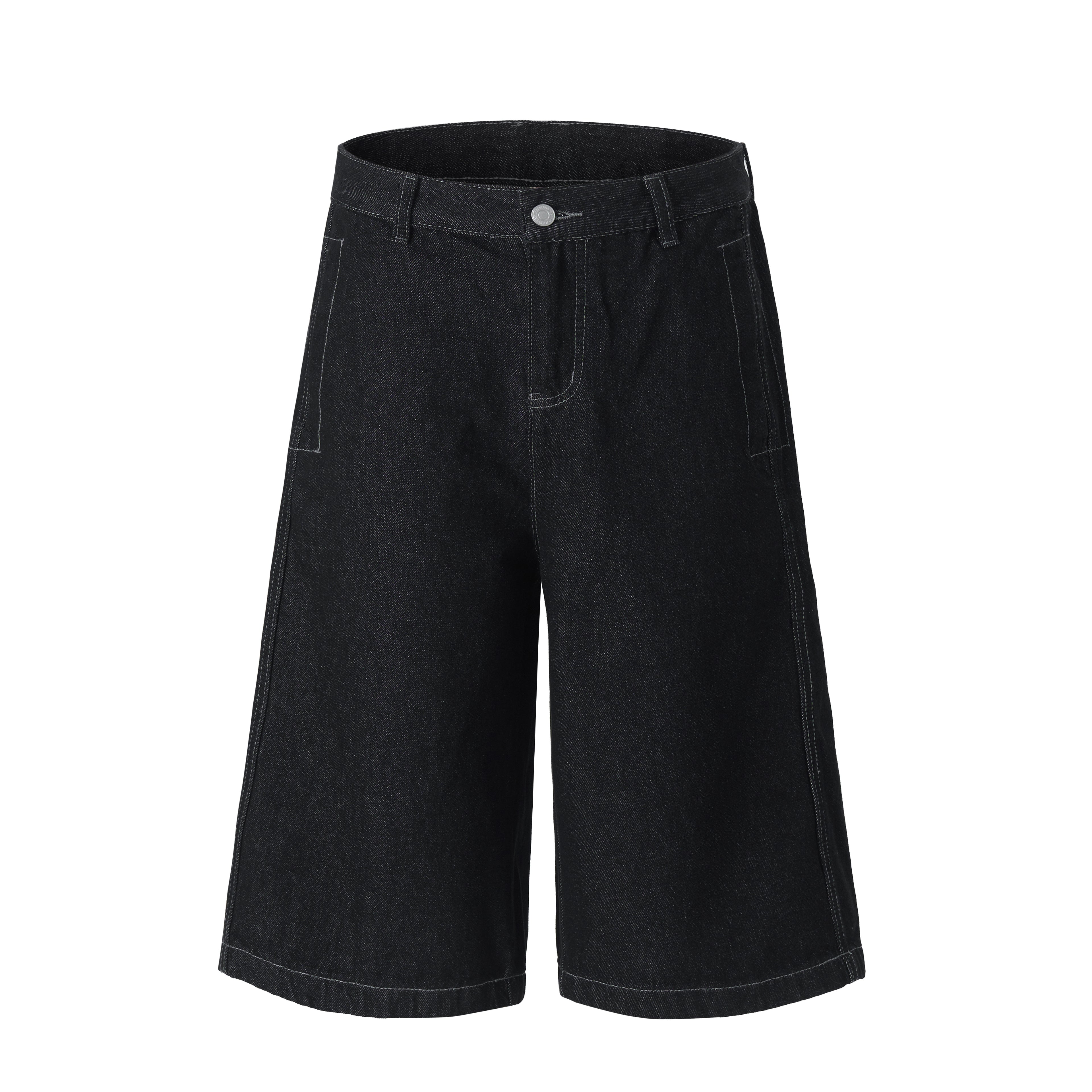 DONOTLOGO Oversized Raw Black Denim Shorts - Unisex Baggy Jorts with Minimalist Design - Edgy Streetwear Bottom with Wide Leg Silhouette & Clean Lines