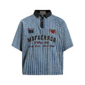 Unisex Vintage Appliqué Letter Striped Tee