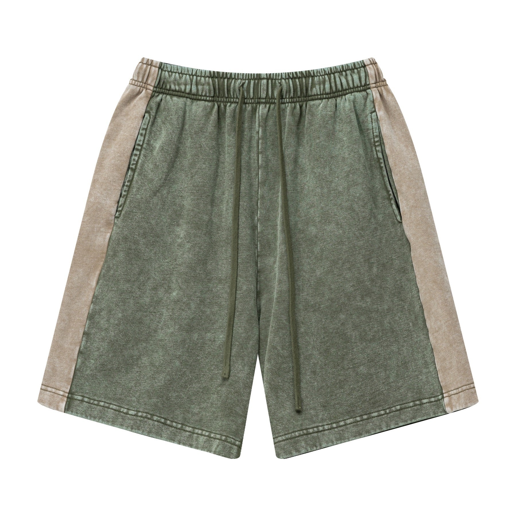 DONOTLOGO Unisex Vintage Colorblock Shorts | Snow-Washed, Side Webbing Detail | Loose Fit Summer Streetwear, 3 Colors