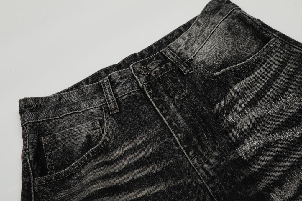 DONOTLOGO Urban Heritage Collection | Unisex Oversized Cat Whisker Denim | Retro Aesthetic High-Rise Wide-Leg Bottoms with Authentic Fade Detail