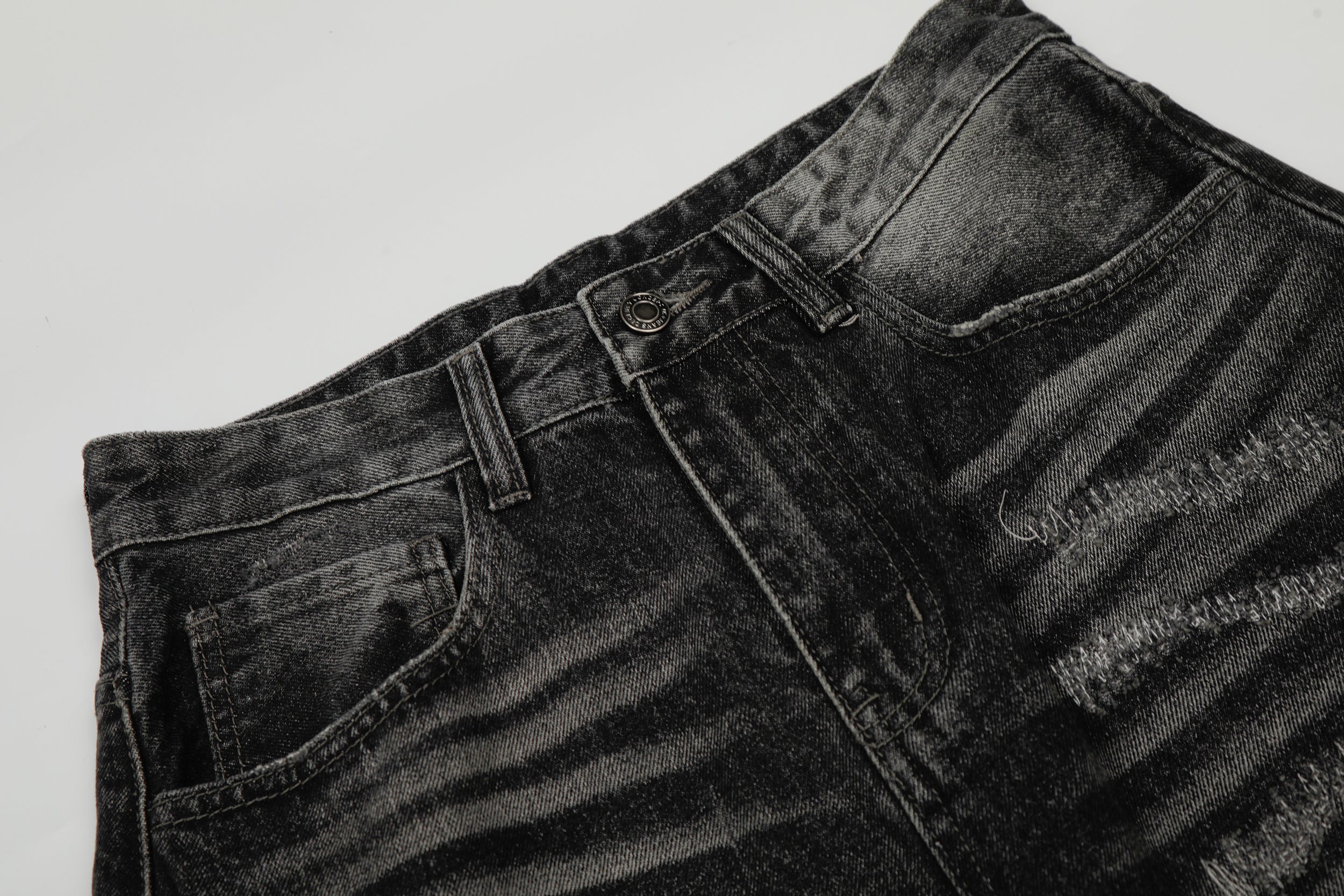 DONOTLOGO Urban Heritage Collection | Unisex Oversized Cat Whisker Denim | Retro Aesthetic High-Rise Wide-Leg Bottoms with Authentic Fade Detail