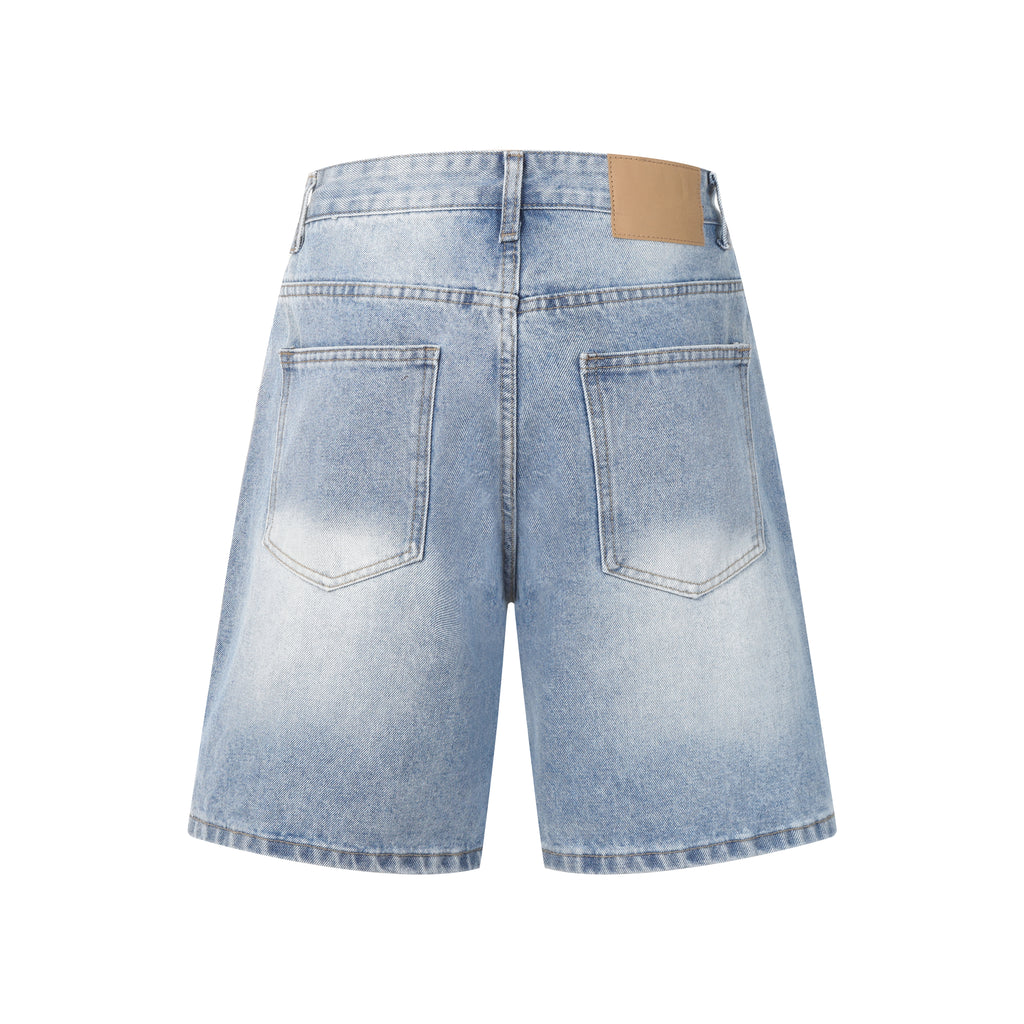 DONOTLOGO Urban Edge Collection | Unisex Relaxed Fit Denim Shorts | Bold Cat Whisker Seaming & Faded Wash Finish with Classic Cotton Denim Fabric