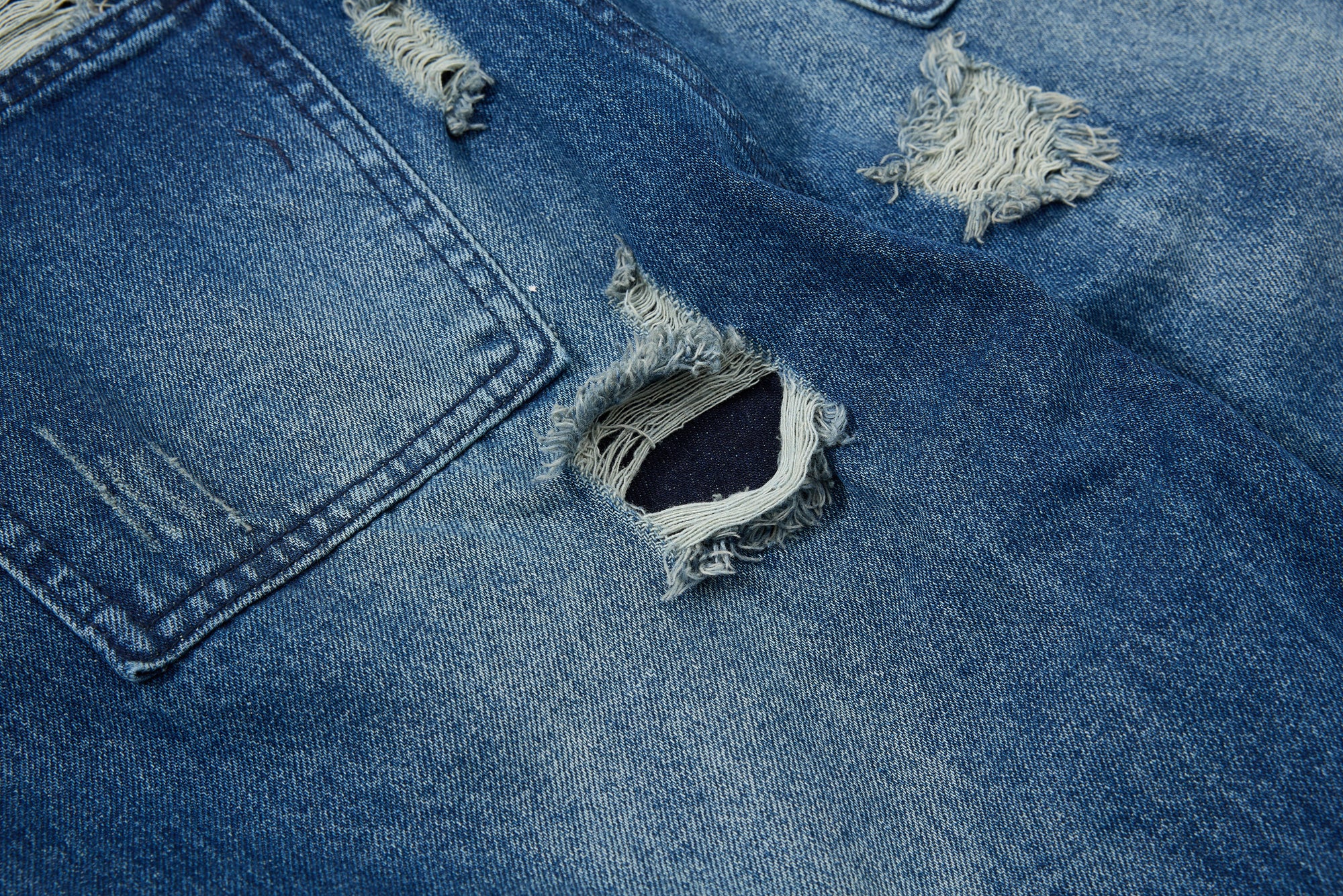 DONOTLOGO Heavy Distressed Wide-Leg Denim | Unisex Y2K Ripped Baggy Jeans | Vintage Blue High Street Oversized Trousers