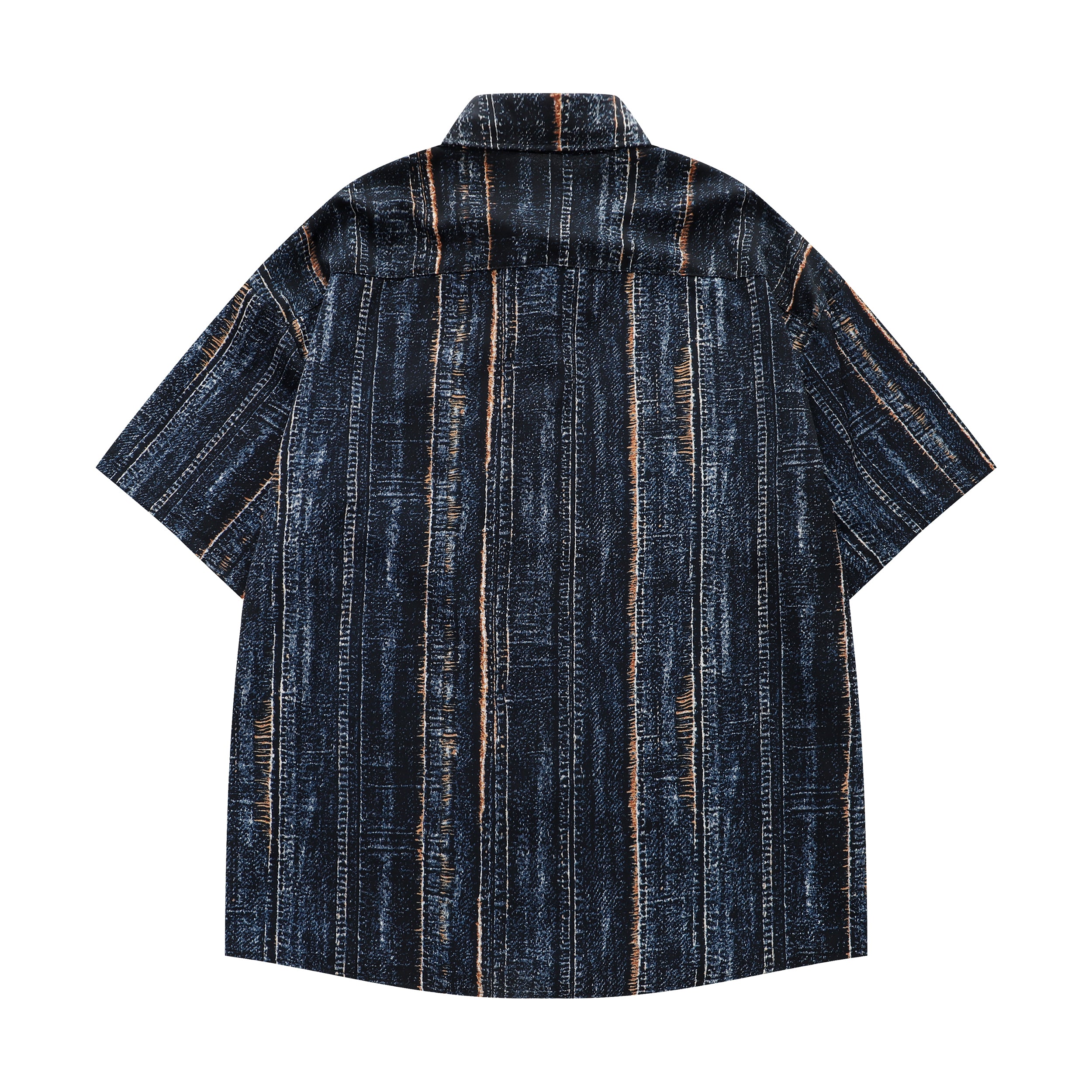 DONOTLOGO Indigo Soul Collection | Unisex Oversized Graphic Stripe Shirt | Japanese Streetwear Style Boxy Fit Top with Decorative Neck Cord