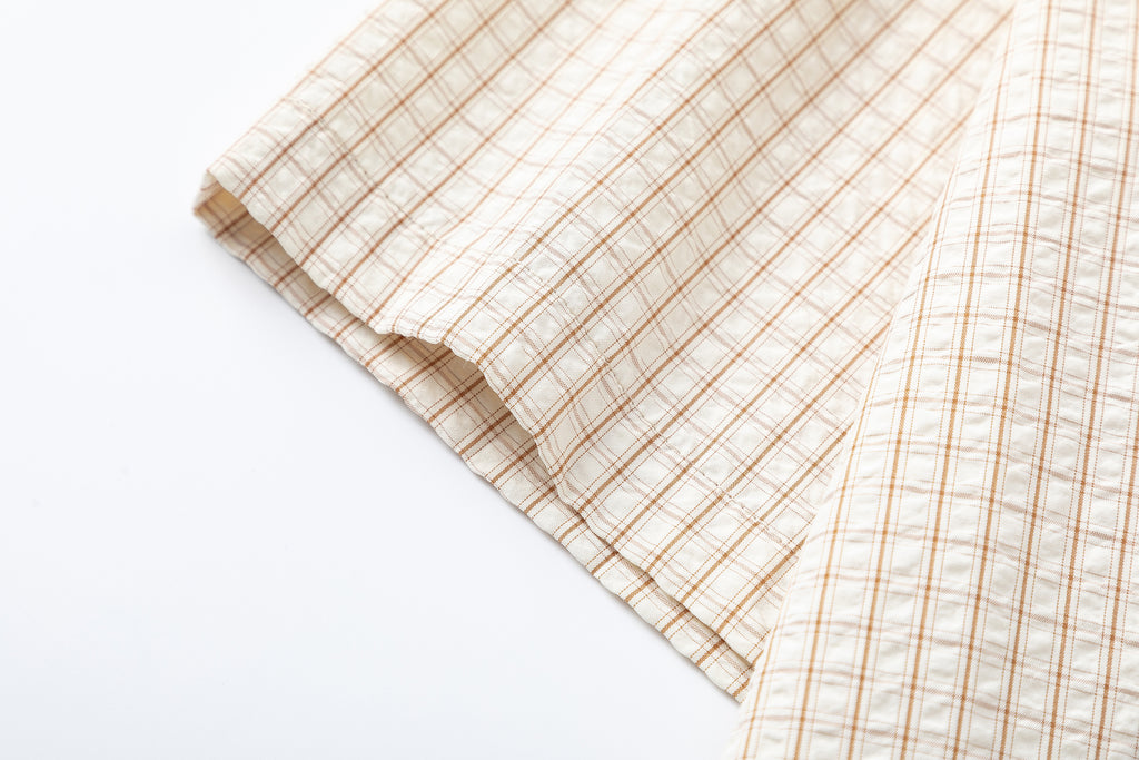 DONOTLOGO Unisex Plaid Shirt with Denim Collar | Colorblock Design, Loose Fit | Japanese Preppy Summer Essential