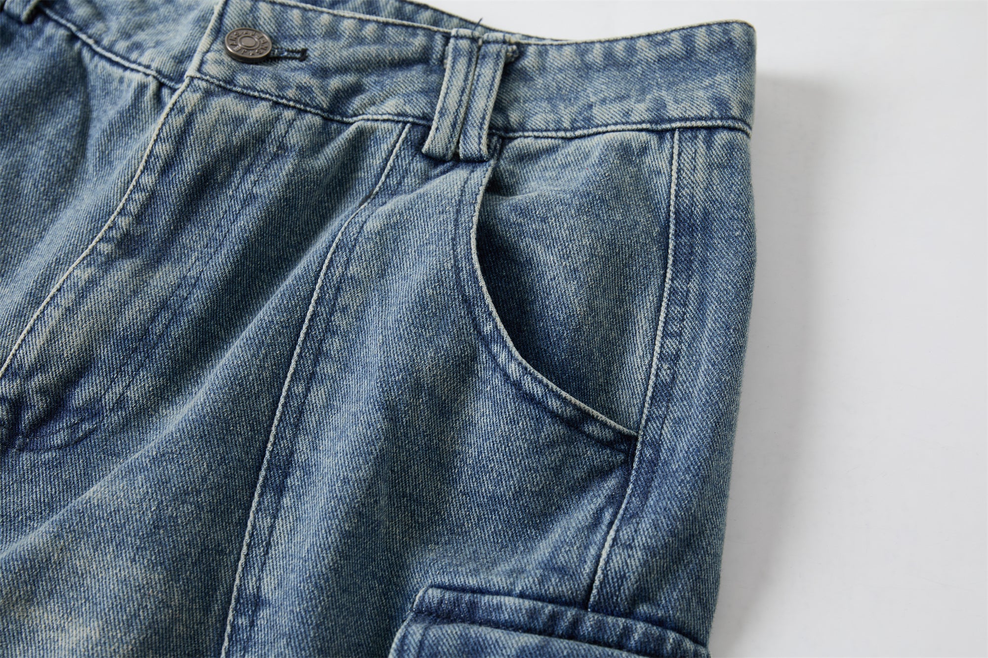 DONOTLOGO Heavy Acid Wash Baggy Cargo Jorts | Unisex Y2K Wide Leg Denim Shorts | Retro High Street Summer Bottoms
