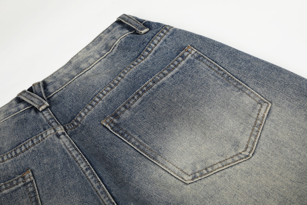 DONOTLOGO Urban Edge Collection | Unisex Relaxed Fit Denim Jeans | Bold Cat Whisker Seaming & Faded Wash Finish with Classic Cotton Denim Fabric