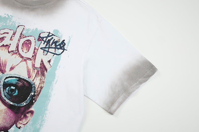 DONOTLOGO Unisex Retro Streetwear T-Shirt with Oversized Graffiti Baby Graphic