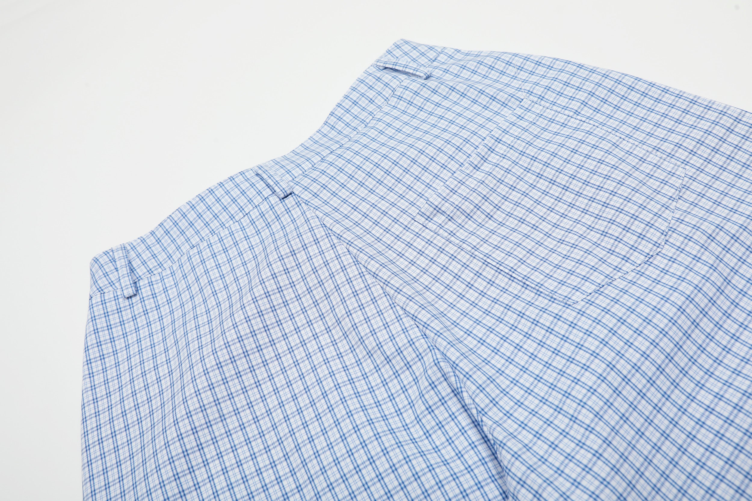 Unisex Vintage Blue Plaid Print Cropped Pants