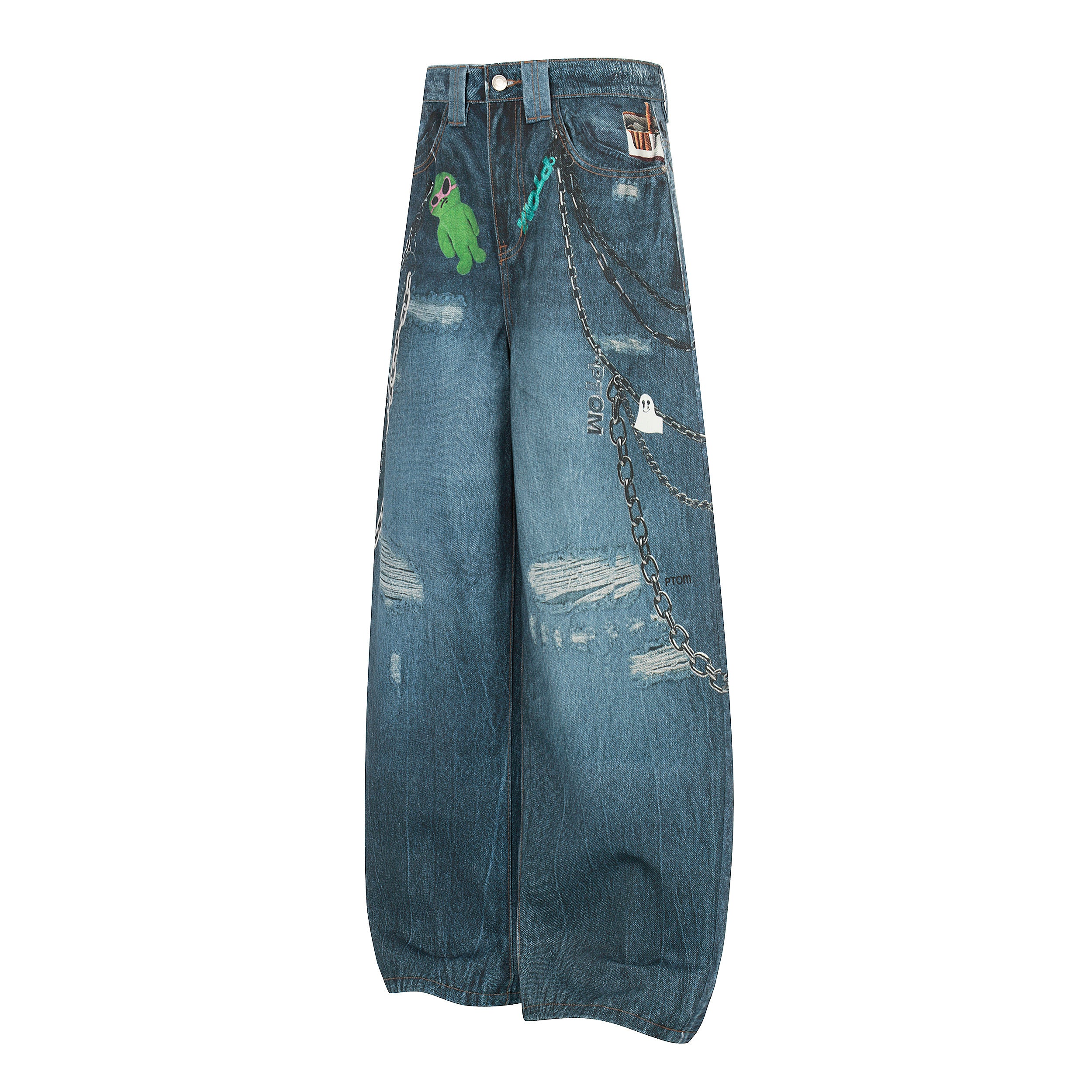 Unisex Vintage Washed Distressed Jeans