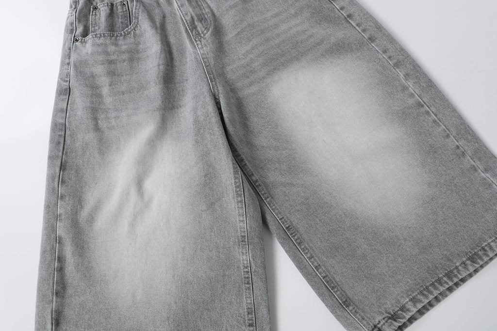 DONOTLOGO Urban Edge Collection | Unisex Relaxed Fit Denim Shorts | Bold Acid Wash Finish & Vintage Leather Patch with Classic Cotton Denim Fabric