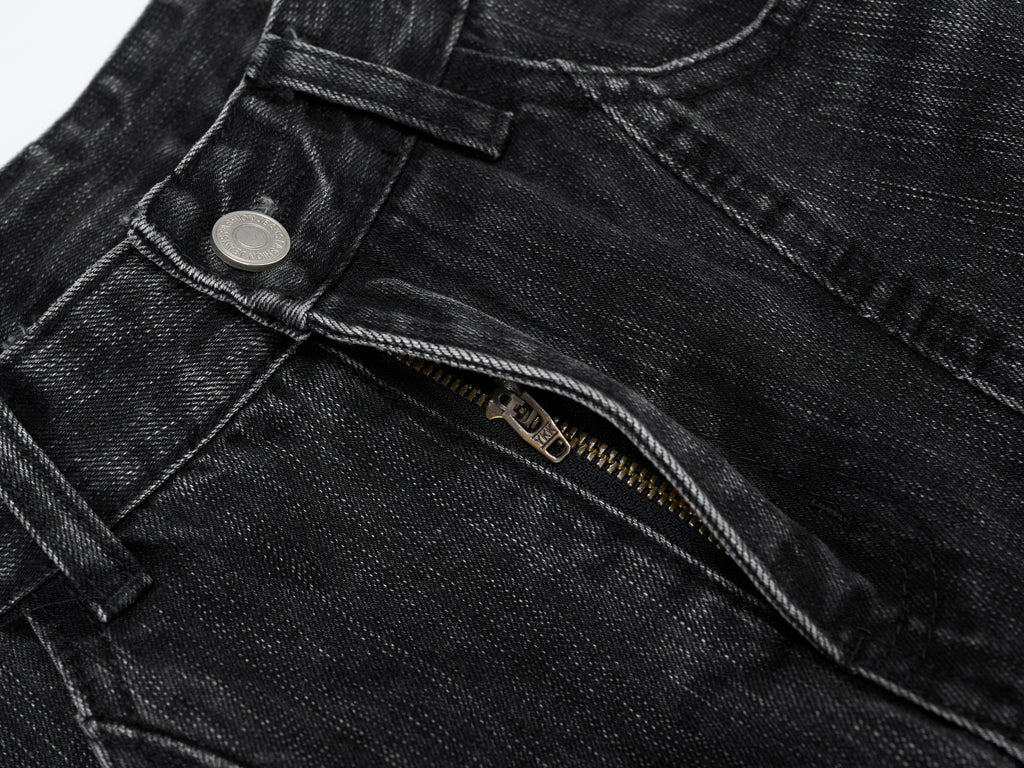 DONOTLOGO Oversized Black Acid Wash Denim Jeans - Unisex Baggy Trousers with Distressed Whisker Effect - Edgy Streetwear Bottom with Wide Leg Silhouette & Raw Hem