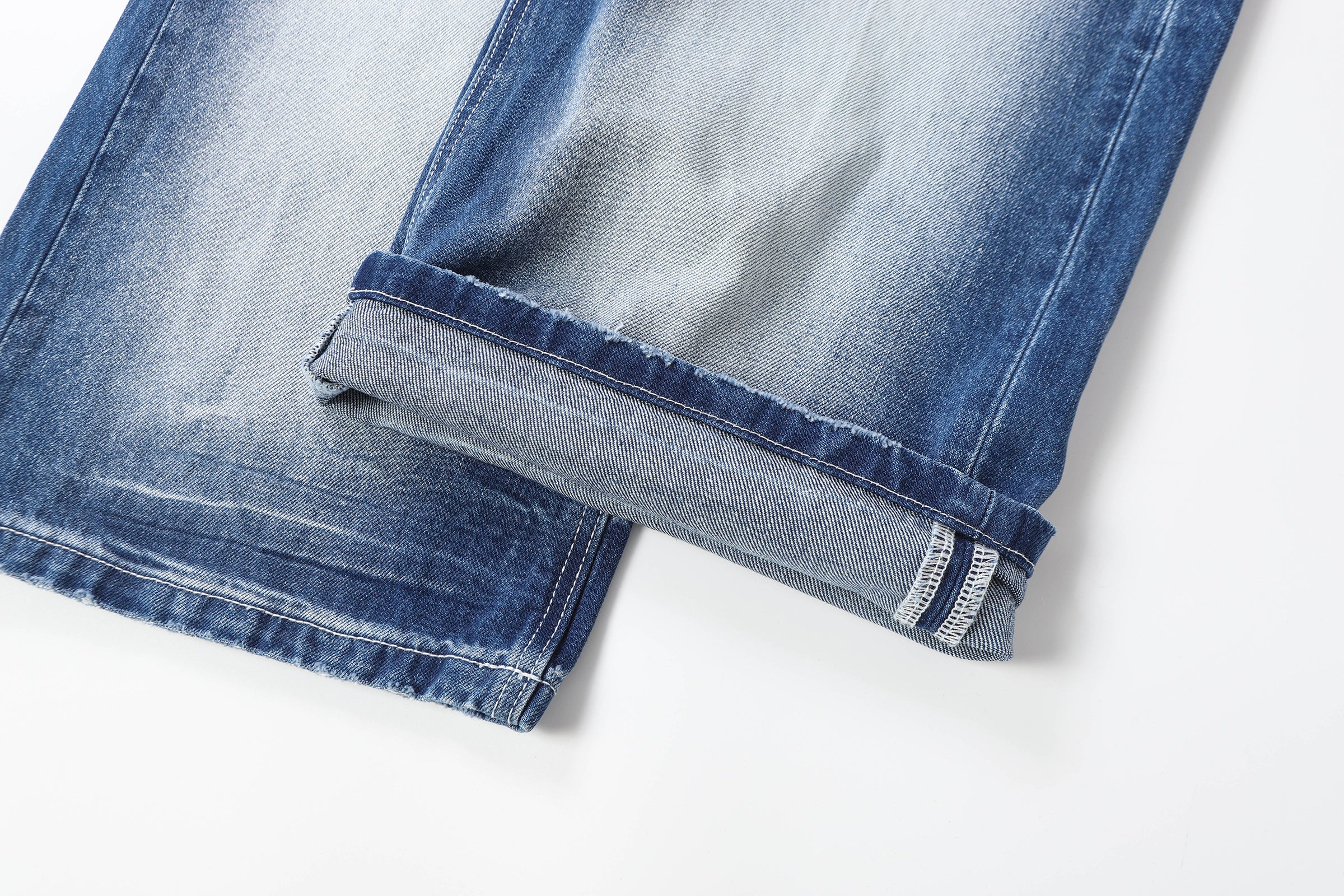 DONOTLOGO Retro Blue Baggy Denim Pants | Unisex Y2K Wide Leg Trousers with Natural Whiskering & Fade | High Street Relaxed Fit Bottoms