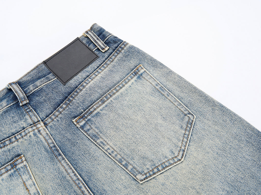 DONOTLOGO Oversized Light Wash Denim Jeans - Unisex Baggy Trousers with Distressed Whisker Effect - Edgy Streetwear Bottom with Wide Leg Silhouette & Raw Hem