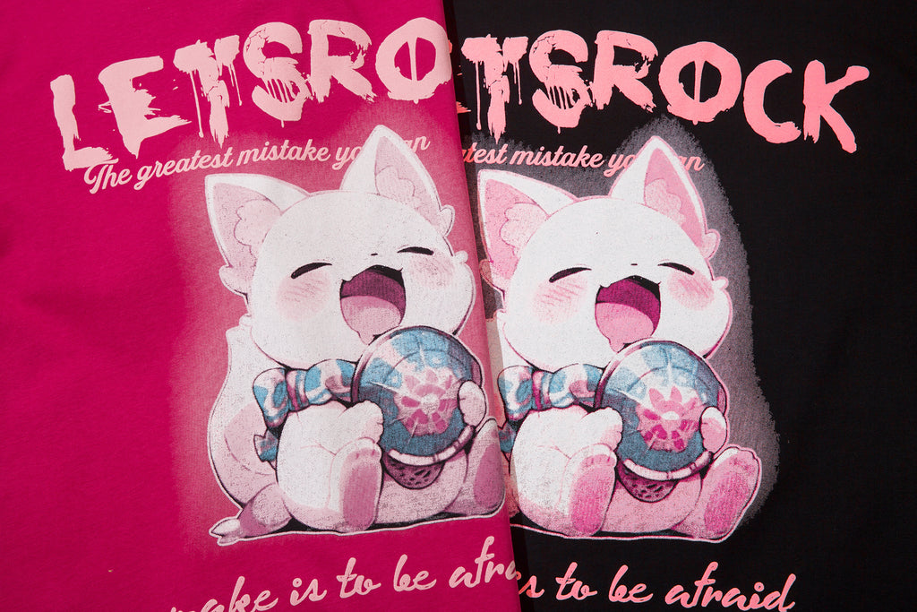 DONOTLOGO Bold Pink & Black Gradient Graphic Tee | Unisex Y2K Oversized Streetwear Top | Retro Anime Style Summer Shirt