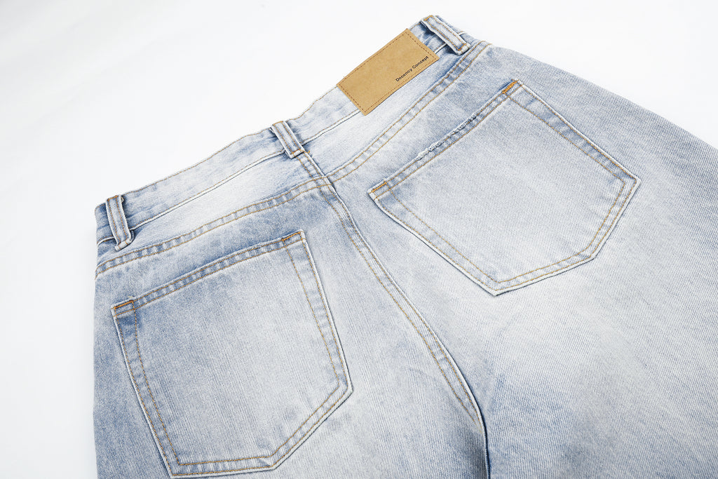 DONOTLOGO Urban Heritage Collection | Unisex Oversized Cat Whisker Denim | Retro Aesthetic High-Rise Wide-Leg Bottoms with Authentic Fade Detail