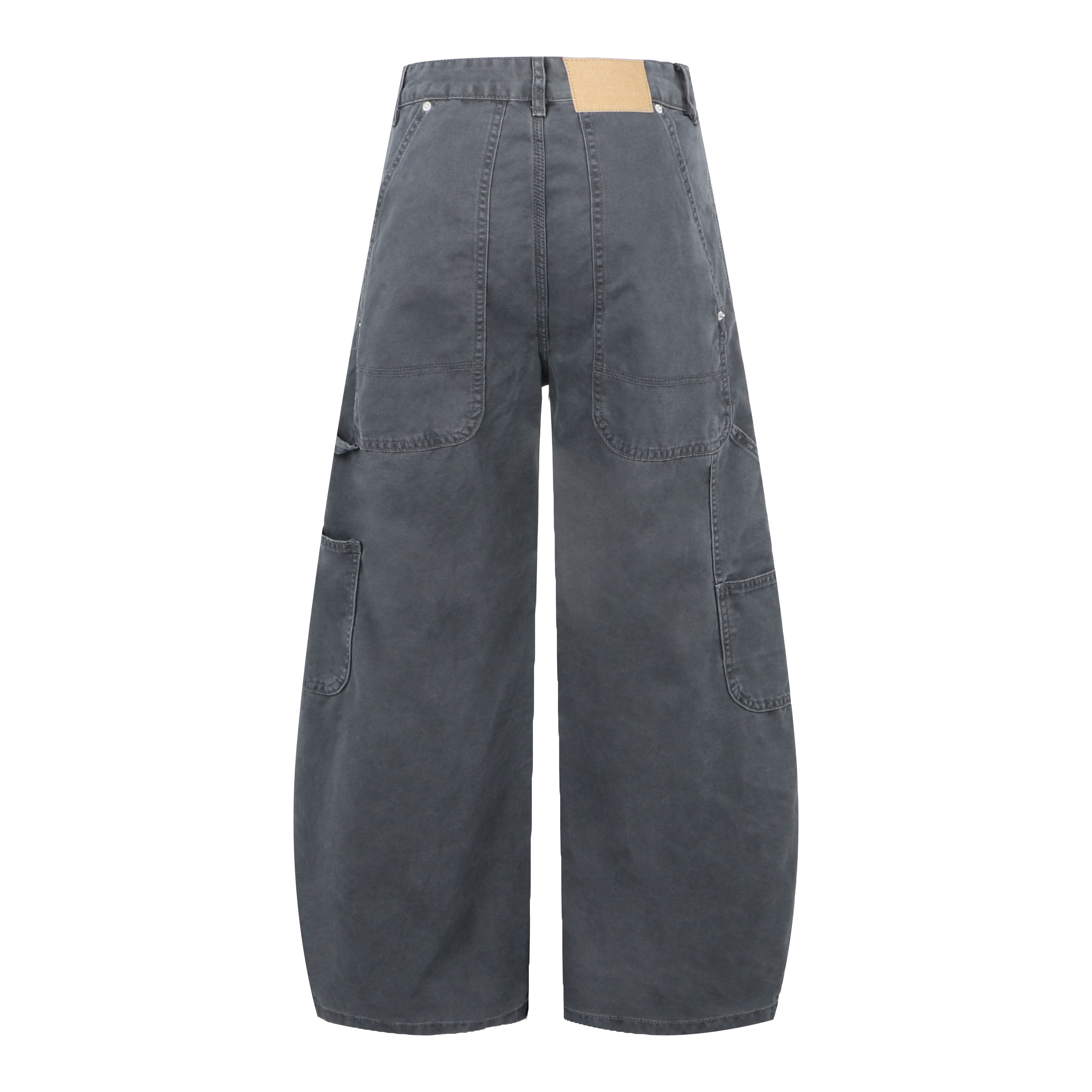 Unisex Vintage Pleated Studded Jeans