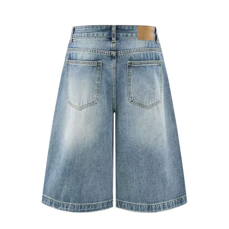 DONOTLOGO Heavy Cat Whisker Washed Wide-Leg Denim | Unisex Y2K Oversized 5-Inch Trousers | Vintage High Street Baggy Shorts