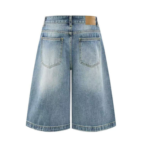DONOTLOGO Heavy Cat Whisker Washed Wide-Leg Denim | Unisex Y2K Oversized 5-Inch Trousers | Vintage High Street Baggy Shorts