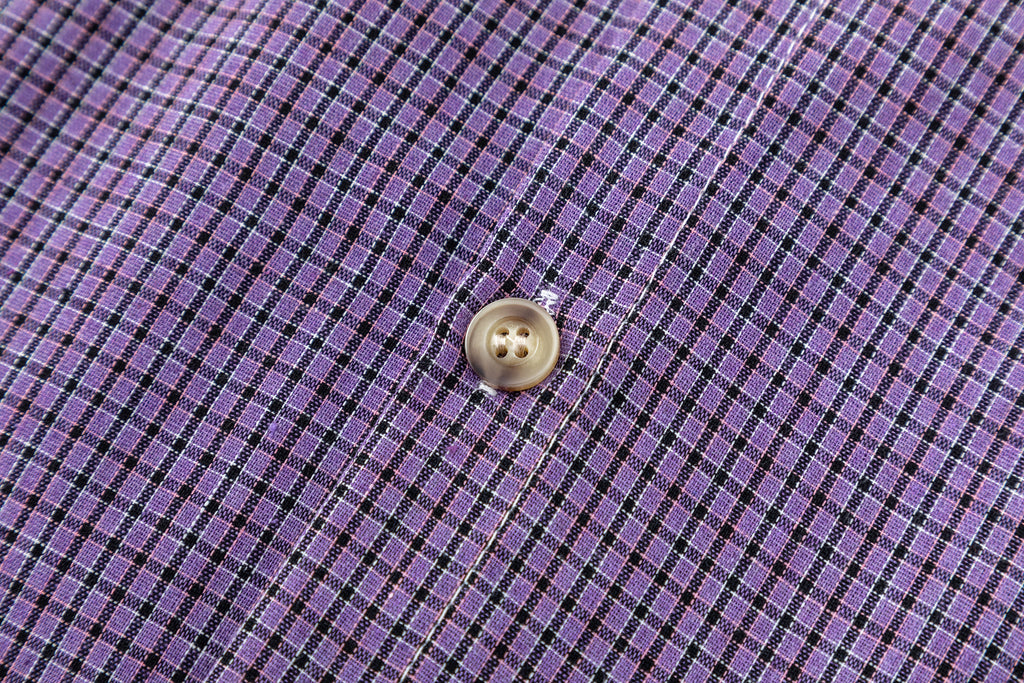 DONOTLOGO Unisex Purple Plaid Shirt & Braided Tie Set | Loose Fit, Vintage Preppy | Summer Essential