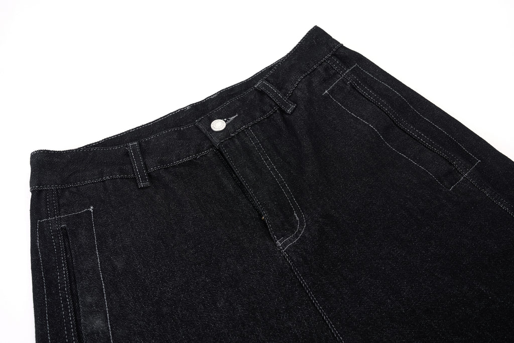 DONOTLOGO Oversized Raw Black Denim Shorts - Unisex Baggy Jorts with Minimalist Design - Edgy Streetwear Bottom with Wide Leg Silhouette & Clean Lines