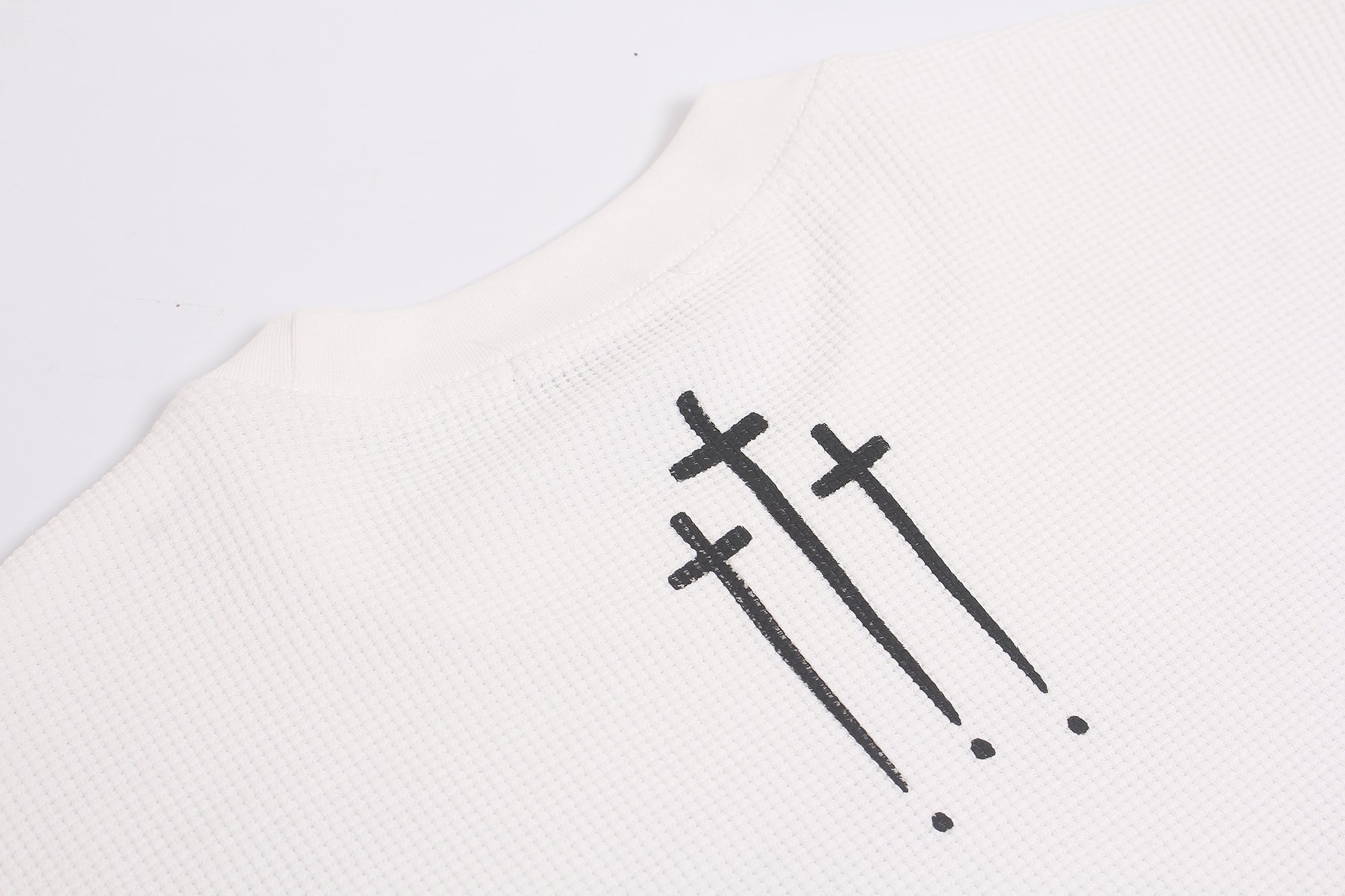 DONOTLOGO Urban Streetwear Collection | Unisex Relaxed Silhouette Tee | Bold Religious Motif & Soft Waffle Knit Fabric
