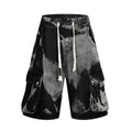 DONOTLOGO Acid Wash Patchwork Cargo Shorts - Oversized Distressed Denim Jorts - American High Street Aesthetic Baggy Shorts for Men