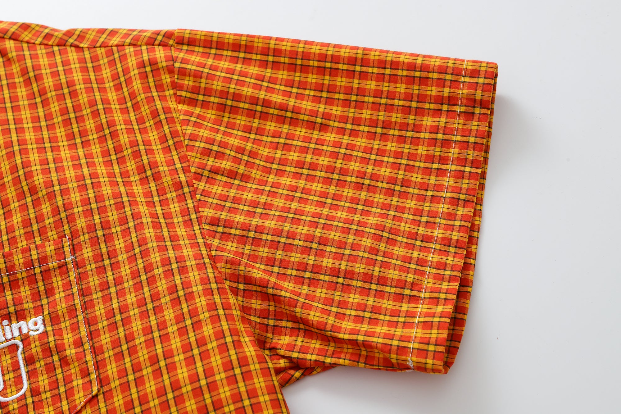 DONOTLOGO Unfailing Retro Grid Shirt | Unisex Oversized Summer Streetwear | Orange Tartan Embroidery Tee