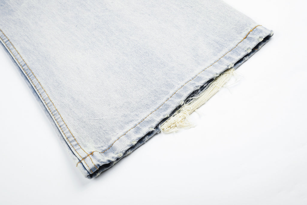 DONOTLOGO Urban Heritage Collection | Unisex Oversized Cat Whisker Denim | Retro Aesthetic High-Rise Wide-Leg Bottoms with Authentic Fade Detail