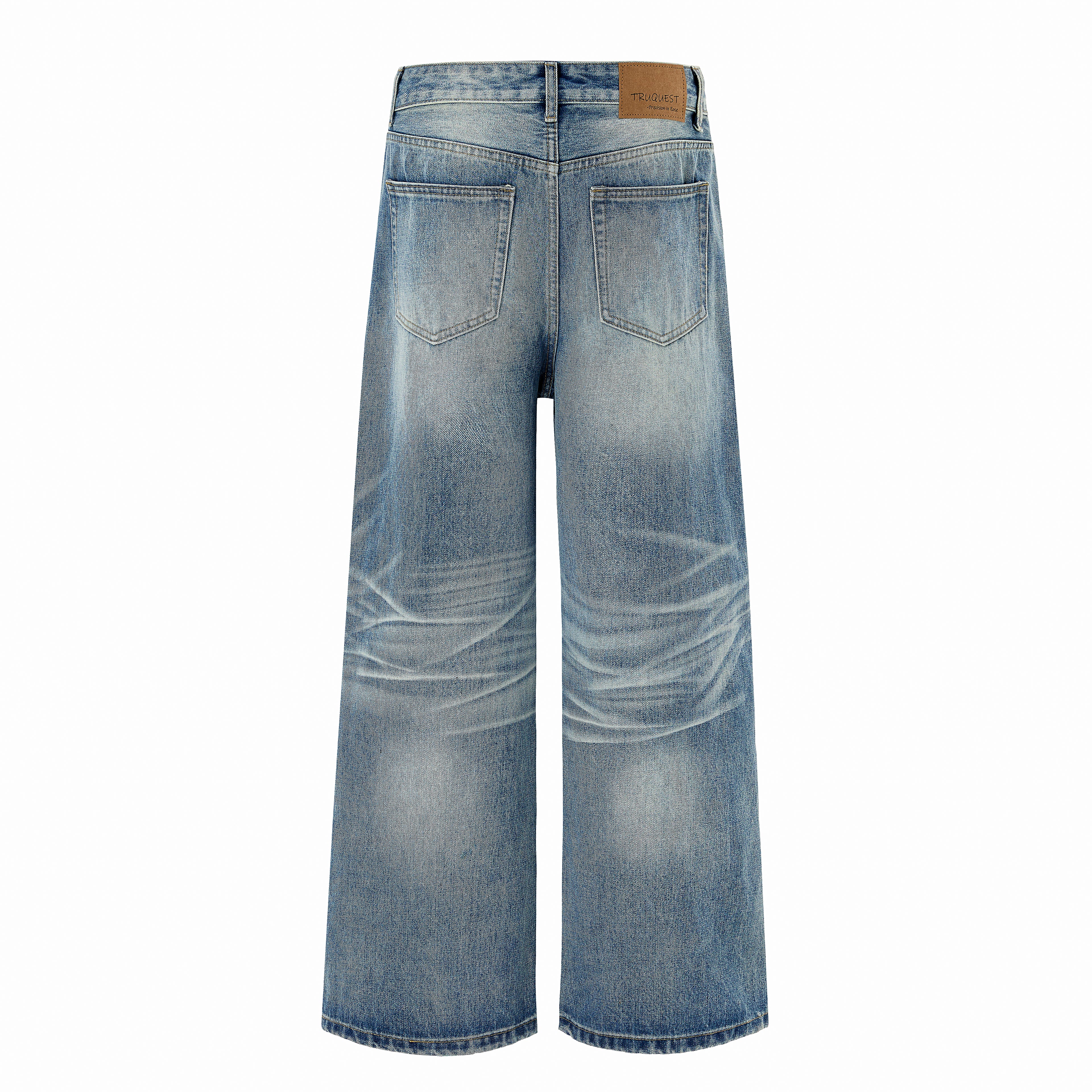 DONOTLOGO Oversized Light Wash Denim Jeans - Unisex Baggy Trousers with Distressed Whisker Effect - Edgy Streetwear Bottom with Wide Leg Silhouette & Raw Hem