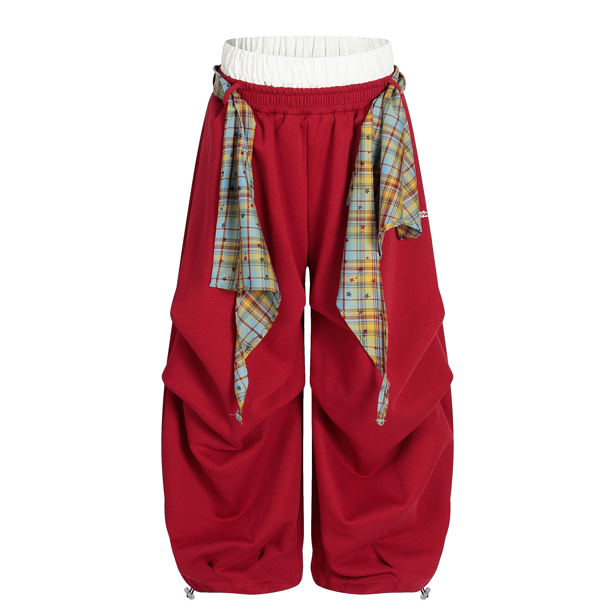 DONOTLOGO Urban Streetwear Collection | Unisex Relaxed Silhouette Sweatpants | Bold Plaid Scarf Motif & Soft Cotton Knit Fabric
