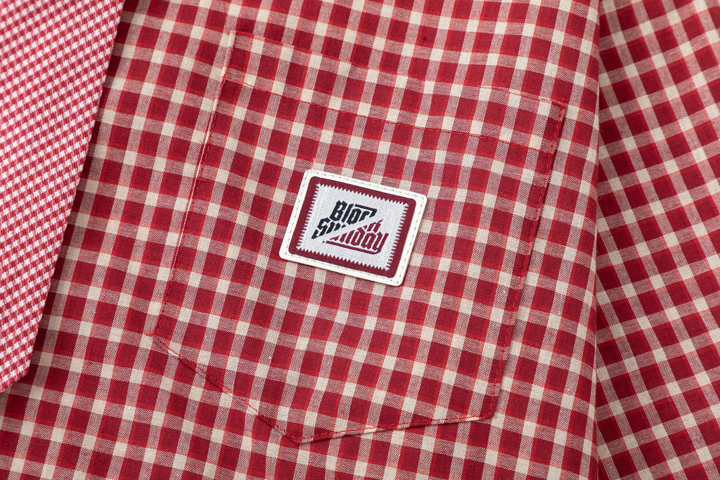 DONOTLOGO “Red Radiance” Plaid Shirt & Tie Set | Red/White Check, Drop Shoulder | Preppy Summer Street Style Must-Have