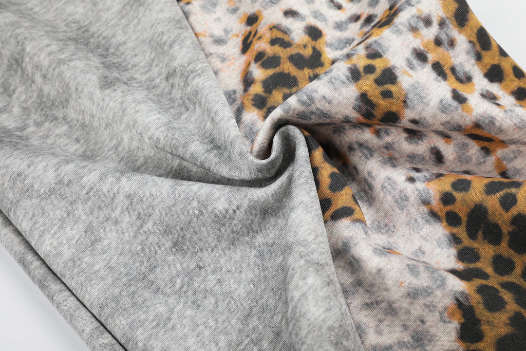 DONOTLOGO Urban Streetwear Collection | Unisex Relaxed Fit Sweatpants | Bold Leopard Motif & Rhinestone Script with Soft Cotton Blend Fabric