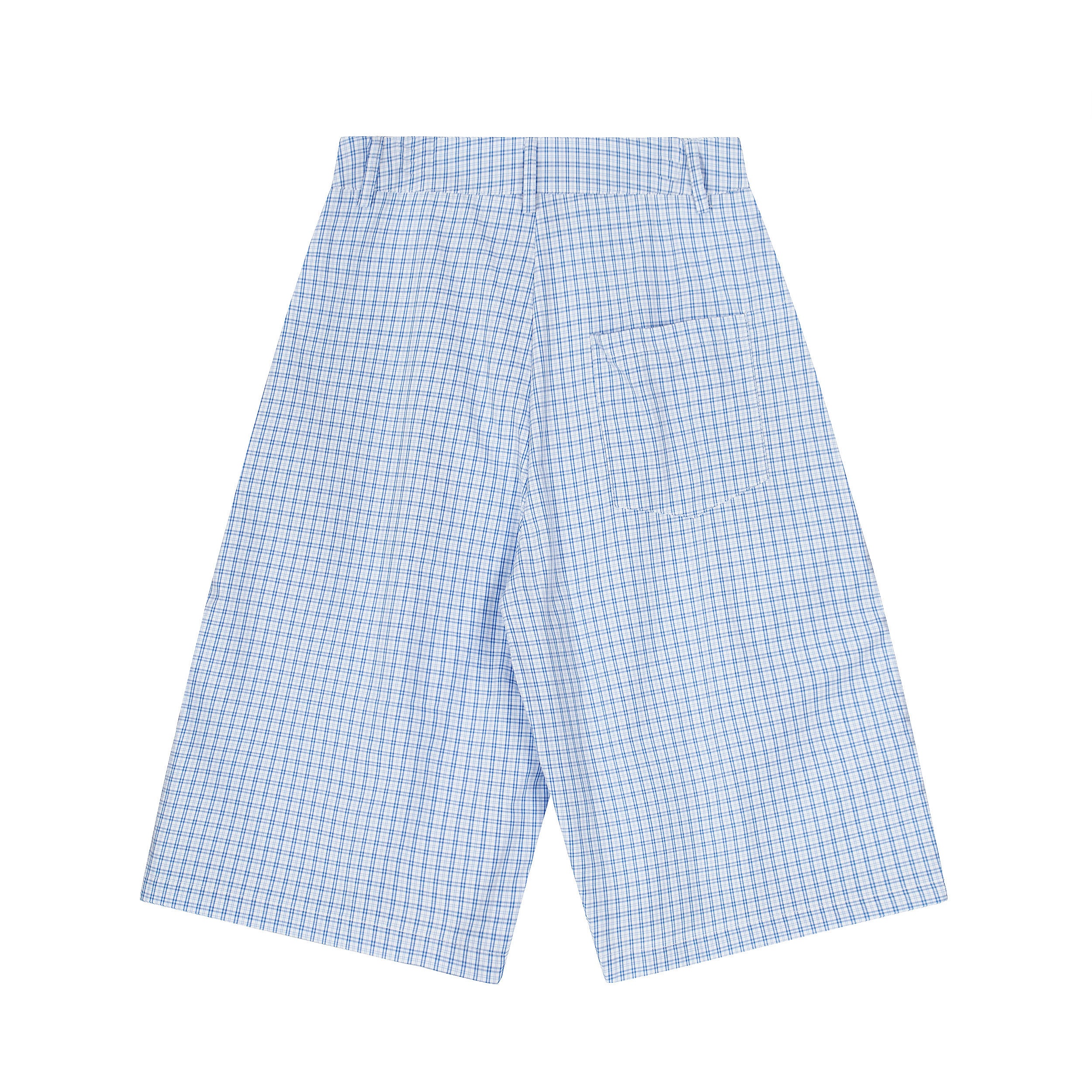 Unisex Vintage Blue Plaid Print Cropped Pants