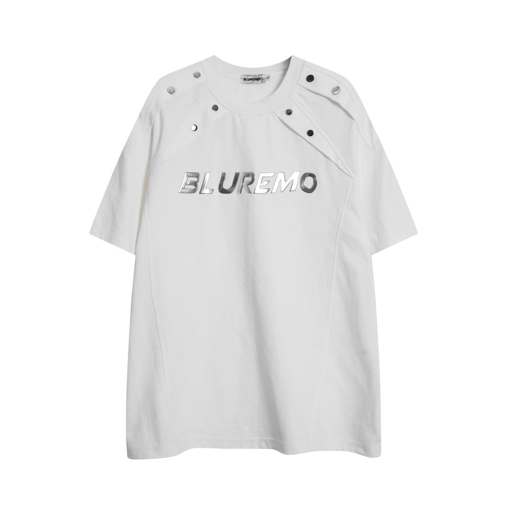 Unisex Buttoned T-Shirt with Reflective Lettering