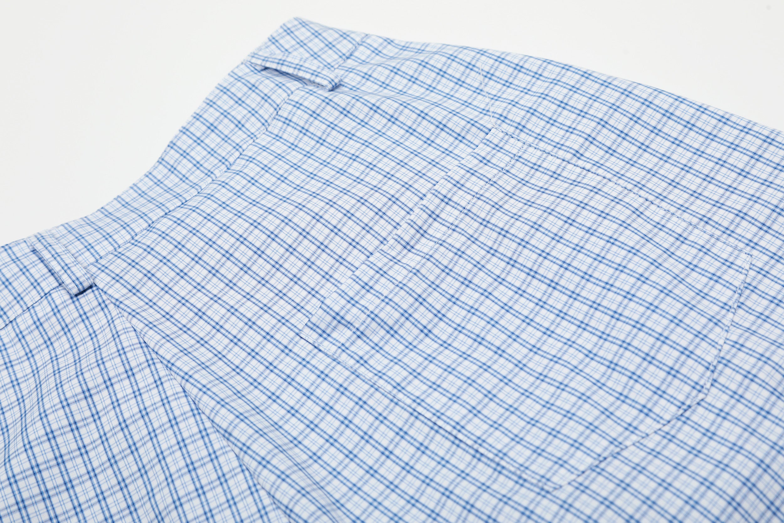 Unisex Vintage Blue Plaid Print Cropped Pants