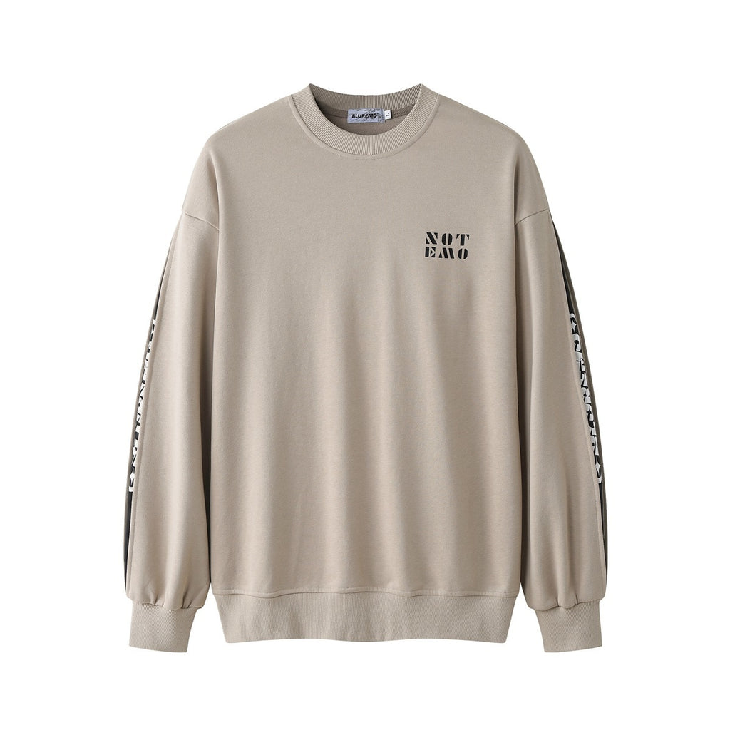 Unisex Street-Style Crewneck Pullover with Cracked Letter Print