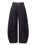 DONOTLOGO Retro Military Aesthetic | Unisex Oversized Balloon Jeans | Raw Indigo Denim with Functional Cargo Pockets & Embroidered Back Logo