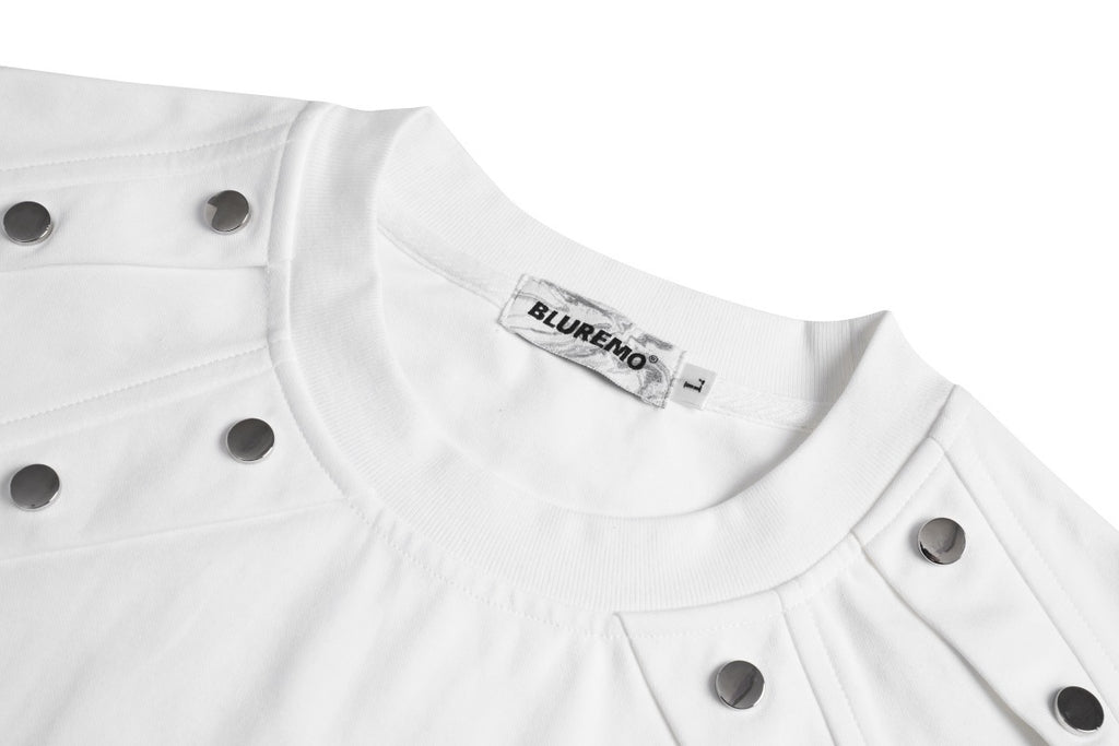 Unisex Buttoned T-Shirt with Reflective Lettering