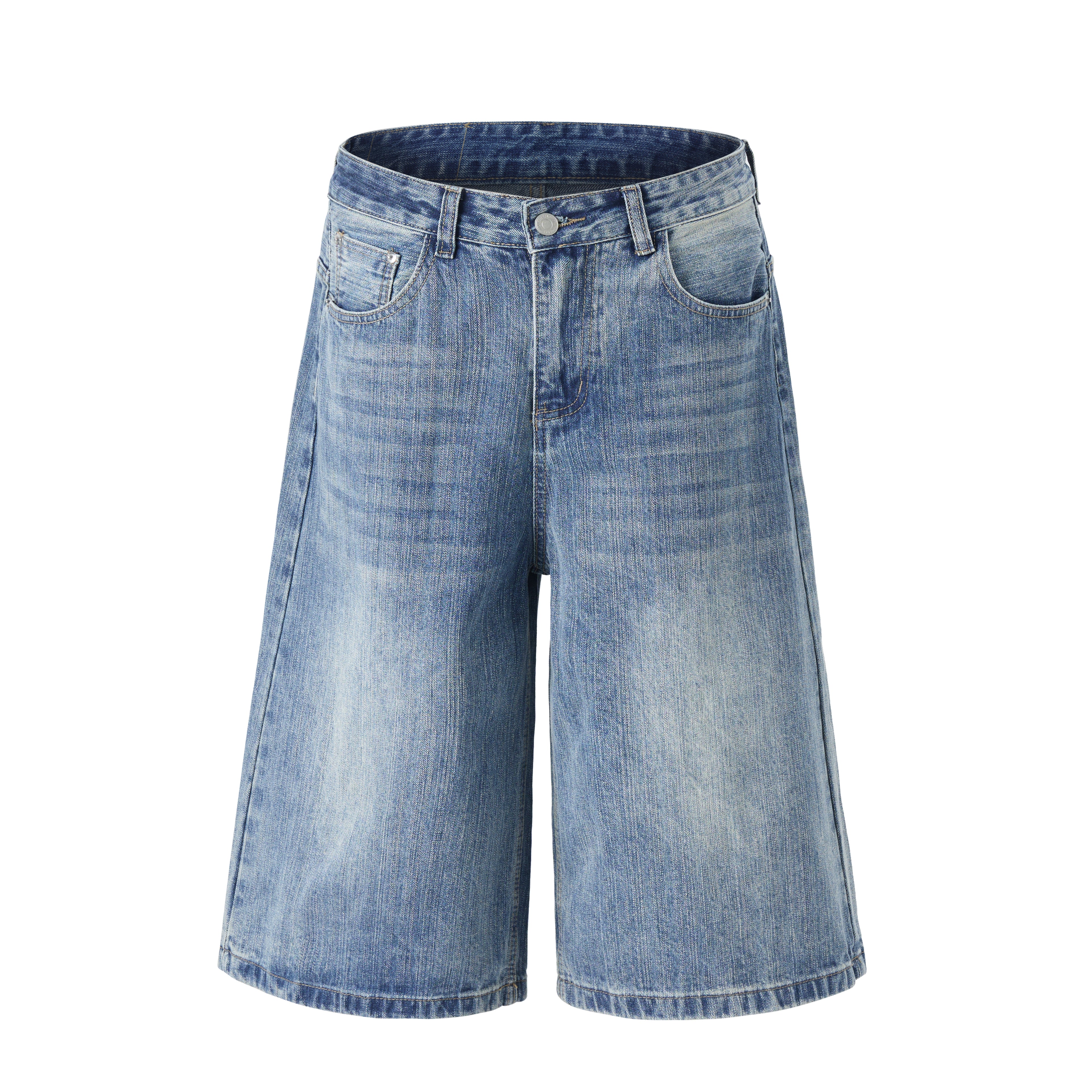 DONOTLOGO Oversized Light Wash Denim Shorts - Unisex Baggy Jorts with Vintage Fade - Edgy Streetwear Bottom with Wide Leg Silhouette & Raw Hem