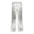 Dirty-Wash Distressed Micro-Flare Denim Jeans