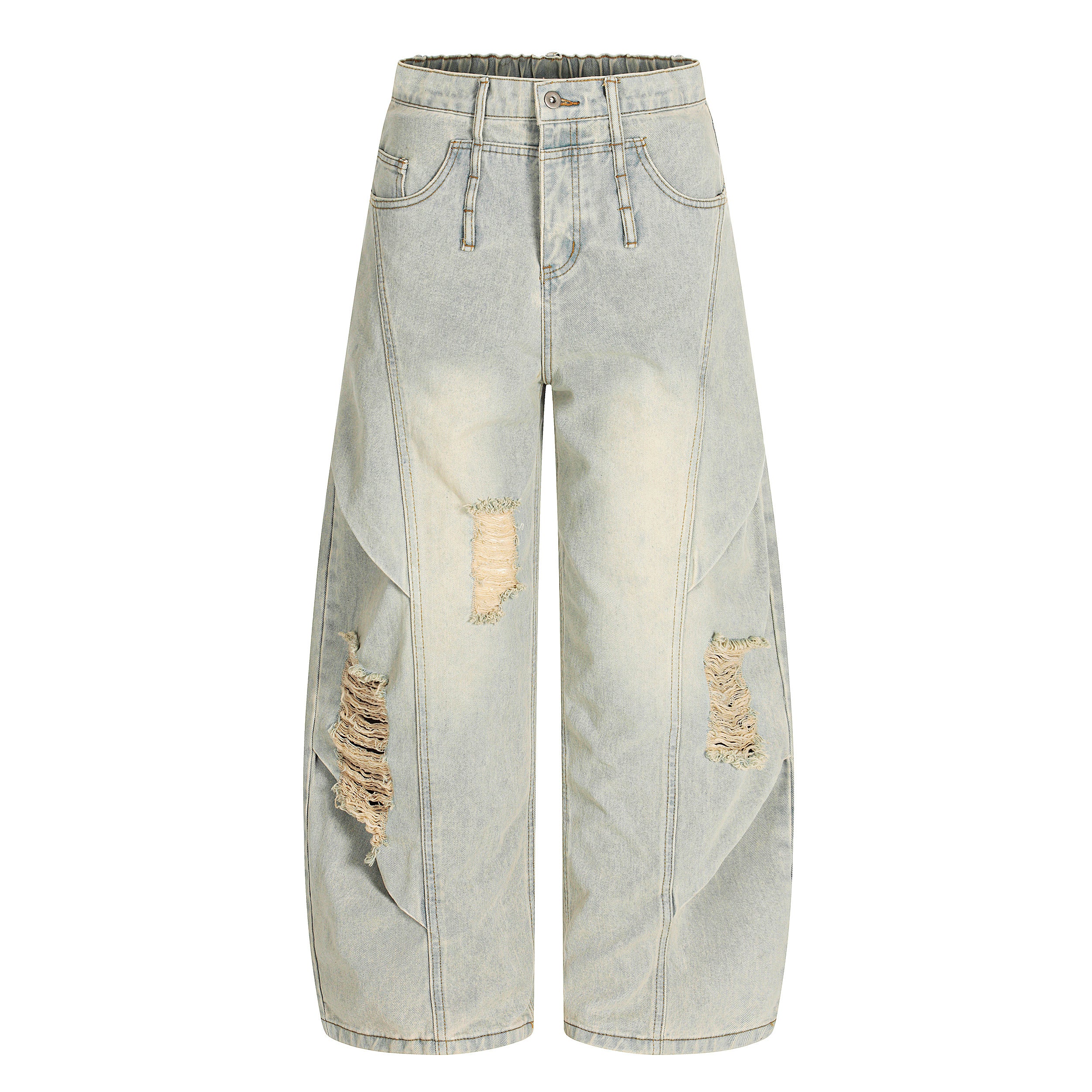 Unisex Distressed Ripped Denim Jeans