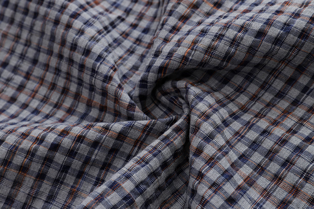 Unisex Loose Street Seersucker Plaid Ruffle Tee