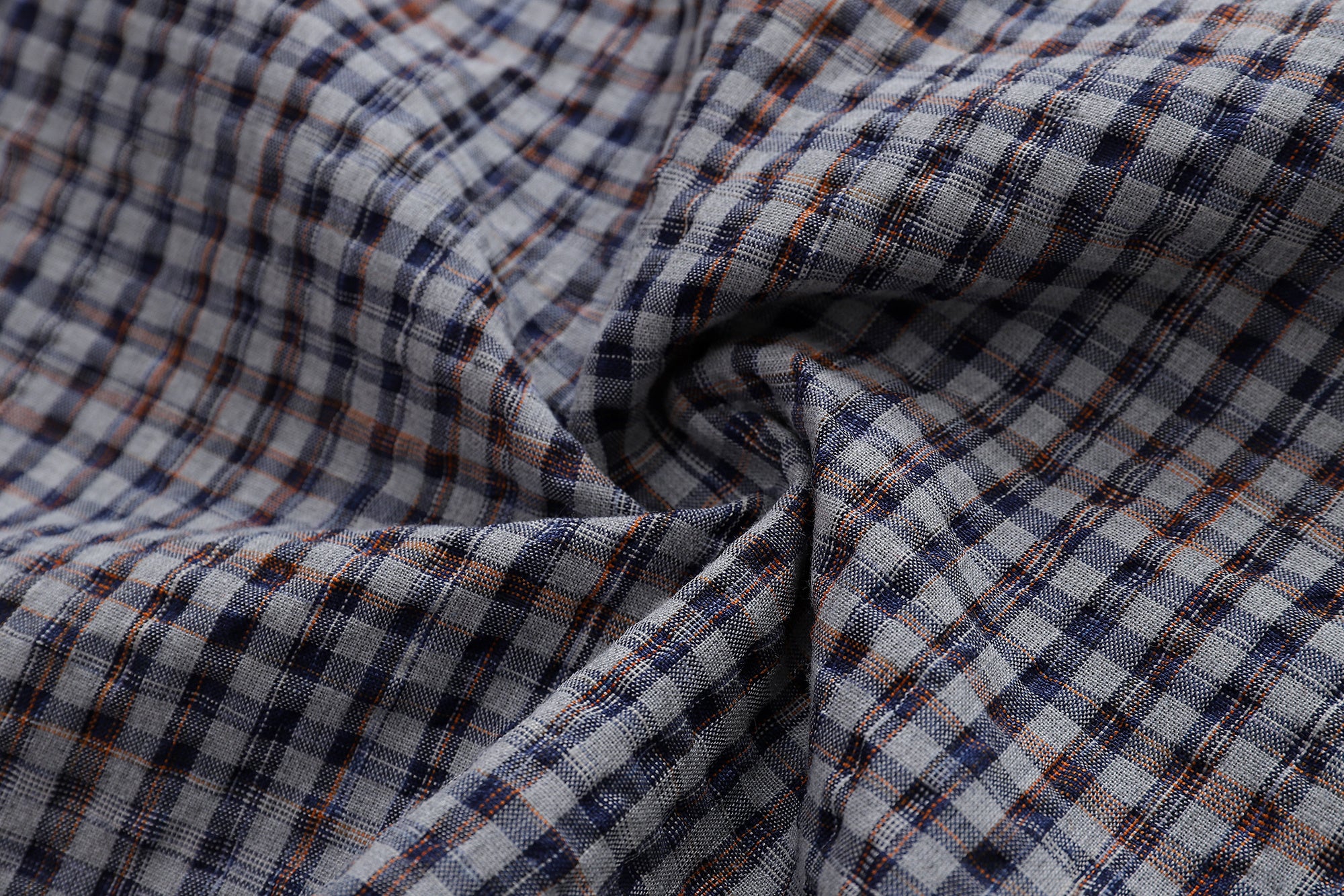 Unisex Loose Street Seersucker Plaid Ruffle Tee