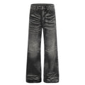 DONOTLOGO Urban Heritage Collection | Unisex Oversized Cat Whisker Denim | Retro Aesthetic High-Rise Wide-Leg Bottoms with Authentic Fade Detail