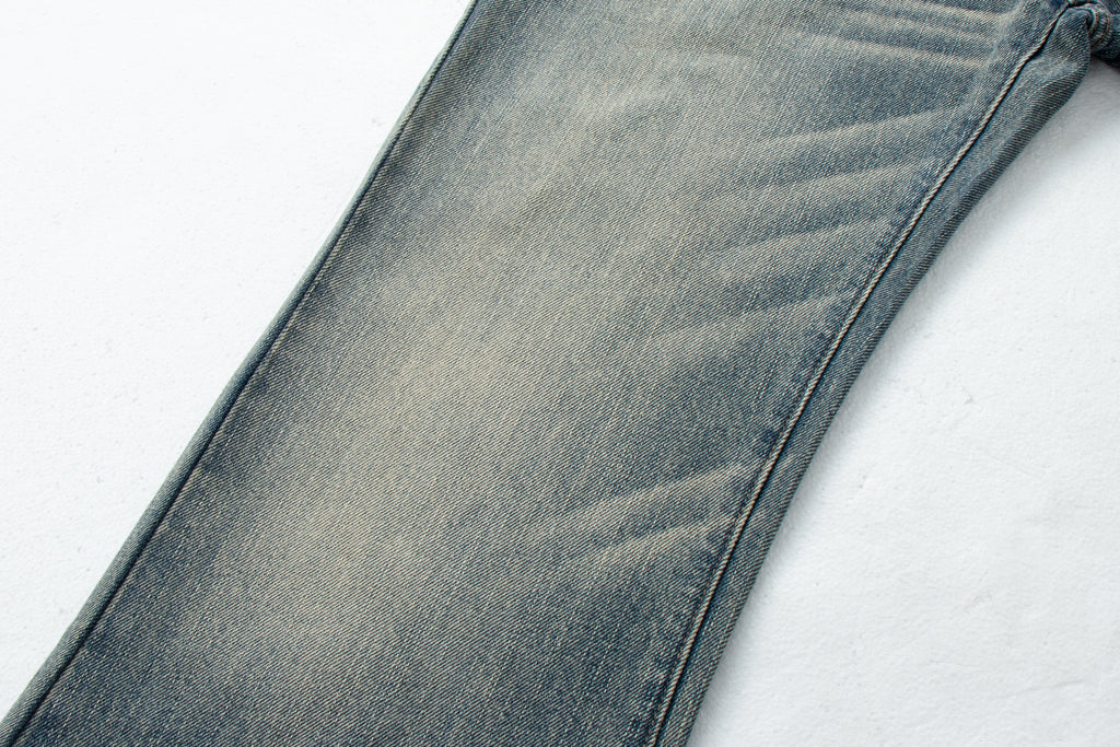 Washed Straight-Leg Micro-Flare Denim Jeans