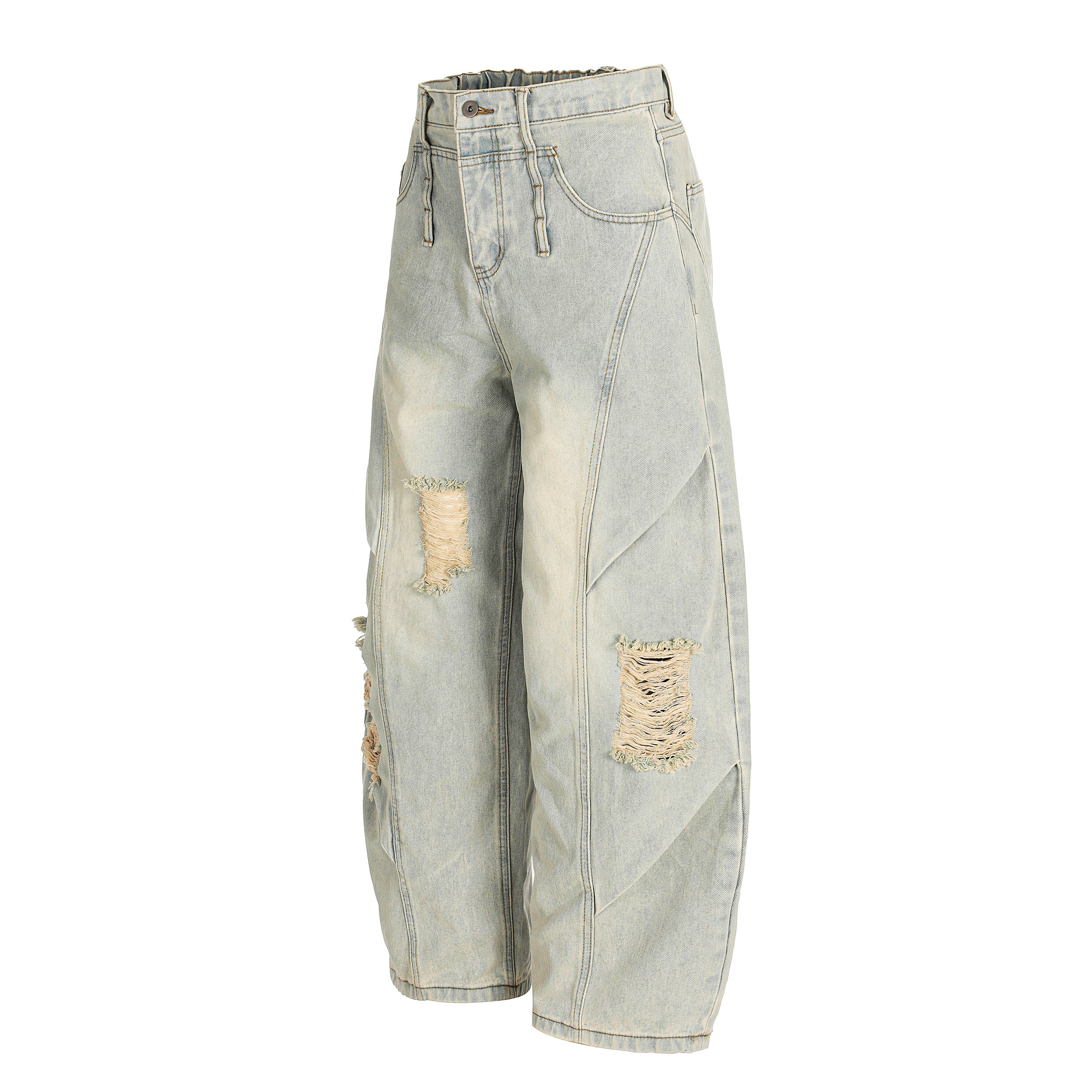 Unisex Distressed Ripped Denim Jeans